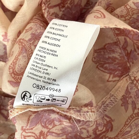 Free People Rose Bud Paisley Cotton Oversized Boho Blouse Red Cream Lightweight - Picture 14 of 14